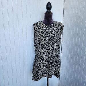 VTG Bogari Silk Button Up Tunic Top Brown Black Artsy Folk Hipster 90's Sz M
